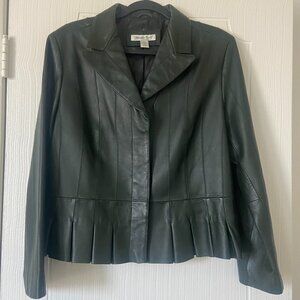 Coldwater Creek pleated leather jacket | size M-L